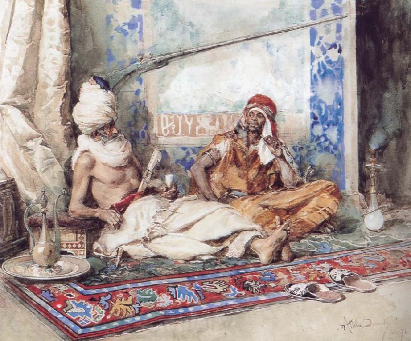 Attilio Simonetti Arabs in an interior France oil painting art